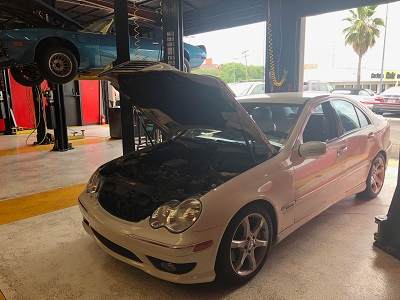 Engine Tune Up on Mercedes car at Auto Service Experts in San Antonio TX