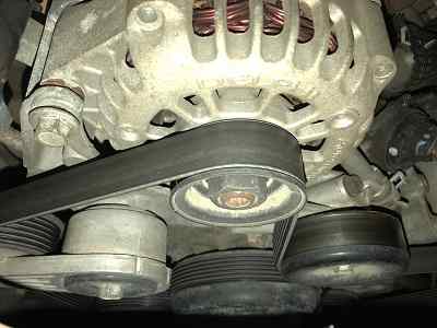 Alternator driven by serpentine belt on Chevy Truck