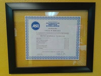 Auto Repair Shop Mechanic Certification ASE