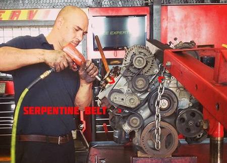 Serpentine Belt Replacement on Engine Rebuild at Auto Service Experts Mechanic Shop