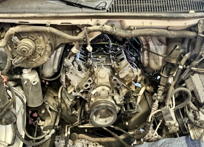 High Mileage Chevy Express Engine Ready for Removal - San Antonio Auto Repair