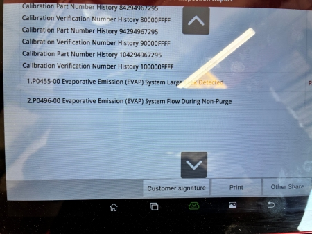 Diagnostic Scanner Shows Emissions System Trouble Codes - Auto Repair San Antonio | Auto Service Experts Diagnostic trouble codes indicate a leak or malfunction within the evaporative emissions system.