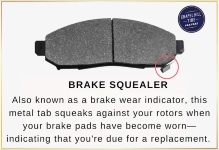 squeaking-noise-when-braking-Auto-Service_Experts - Auto Repair San Antonio | Auto Service Experts Worn brake pad wear indicator tab making squealing sound