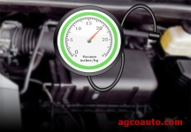 Auto-Service-Experts-Brake-Booster-Vacuum-Gauge-Measurement-Test-San-Antonio-TX - Auto Repair San Antonio | Auto Service Experts Vacuum gauge connected to brake booster supply line measuring engine vacuum during hard pedal diagnosis in San Antonio.