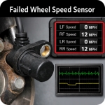 Failed Wheel Speed Sensor ABS Diagnosis Auto Service Experts San Antonio - Auto Repair San Antonio | Auto Service Experts Wheel speed sensor inspection and scan data comparison during ABS light diagnostics at Auto Service Experts in San Antonio.