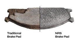 auto-service-experts-new-vs-worn-brake-pad-comparison-san-antonio 1 - Auto Repair San Antonio | Auto Service Experts High-quality brake pad compared with low-quality brake pad showing differences in friction material construction