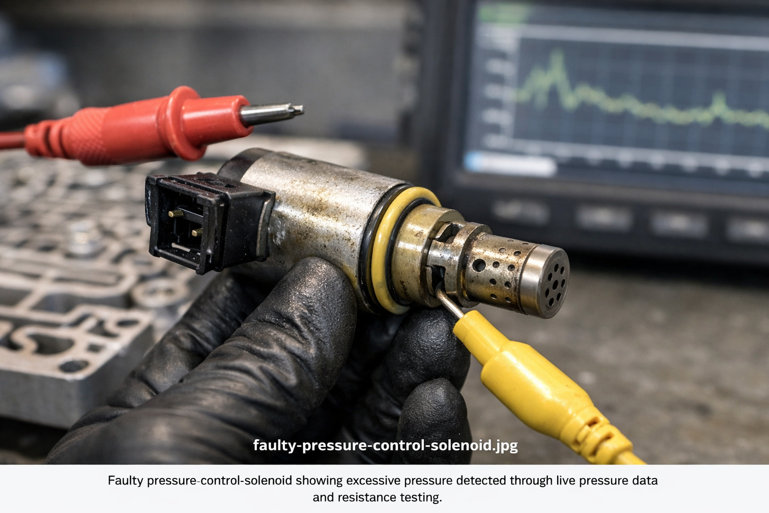 auto-service-experts-san-antonio-faulty-pressure-control-solenoid-diagnosis – Auto Repair San Antonio | Auto Service Experts ASE certified master technician at Auto Service Experts in San Antonio diagnosing faulty pressure control solenoid using live pressure data and resistance testing