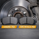 ceramic-vs-semi-metallic-brake-pad-compound-san-antonio - Auto Repair San Antonio | Auto Service Experts Ceramic versus semi metallic brake pad compound comparison during brake repair in San Antonio