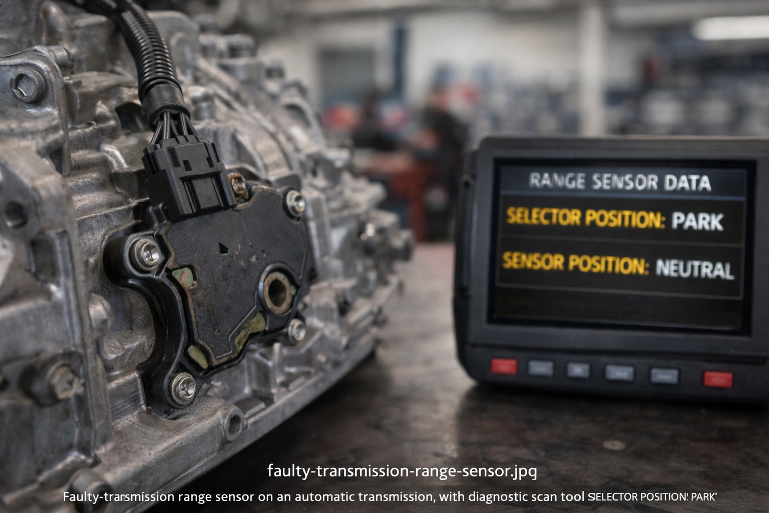 faulty-transmission-range-sensor-incorrect-gear-reading – Auto Repair San Antonio | Auto Service Experts Transmission range sensor giving incorrect gear position data compared to the scan tool, causing no-drive condition at Auto Service Experts in San Antonio.