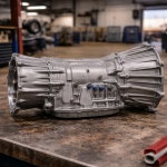 nissan-re7r01a-valve-body-solenoid-performance-diagnosisjpg – Auto Repair San Antonio | Auto Service Experts Nissan & Infiniti Valve body removed from a Nissan RE5R05A transmission as a technician at Auto Service Experts identifies a failed governor pressure solenoid causing erratic shifting and limp mode