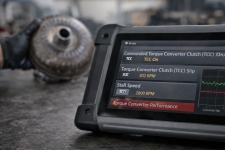 torque-converter-clutch-slip-data-scan-auto-service-experts – Auto Repair San Antonio | Auto Service Experts A scan tool displays torque converter clutch slip and stall speed data while the component sits nearby, helping identify improper lockup conditions during a detailed inspection in San Antonio