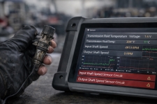 transmission-speed-sensor-circuit-testing-san-antonio – Auto Repair San Antonio | Auto Service Experts A faulty transmission speed sensor is being tested while live data shows inconsistent readings, allowing a technician at Auto Service Experts to compare input and output signals and pinpoint the failure